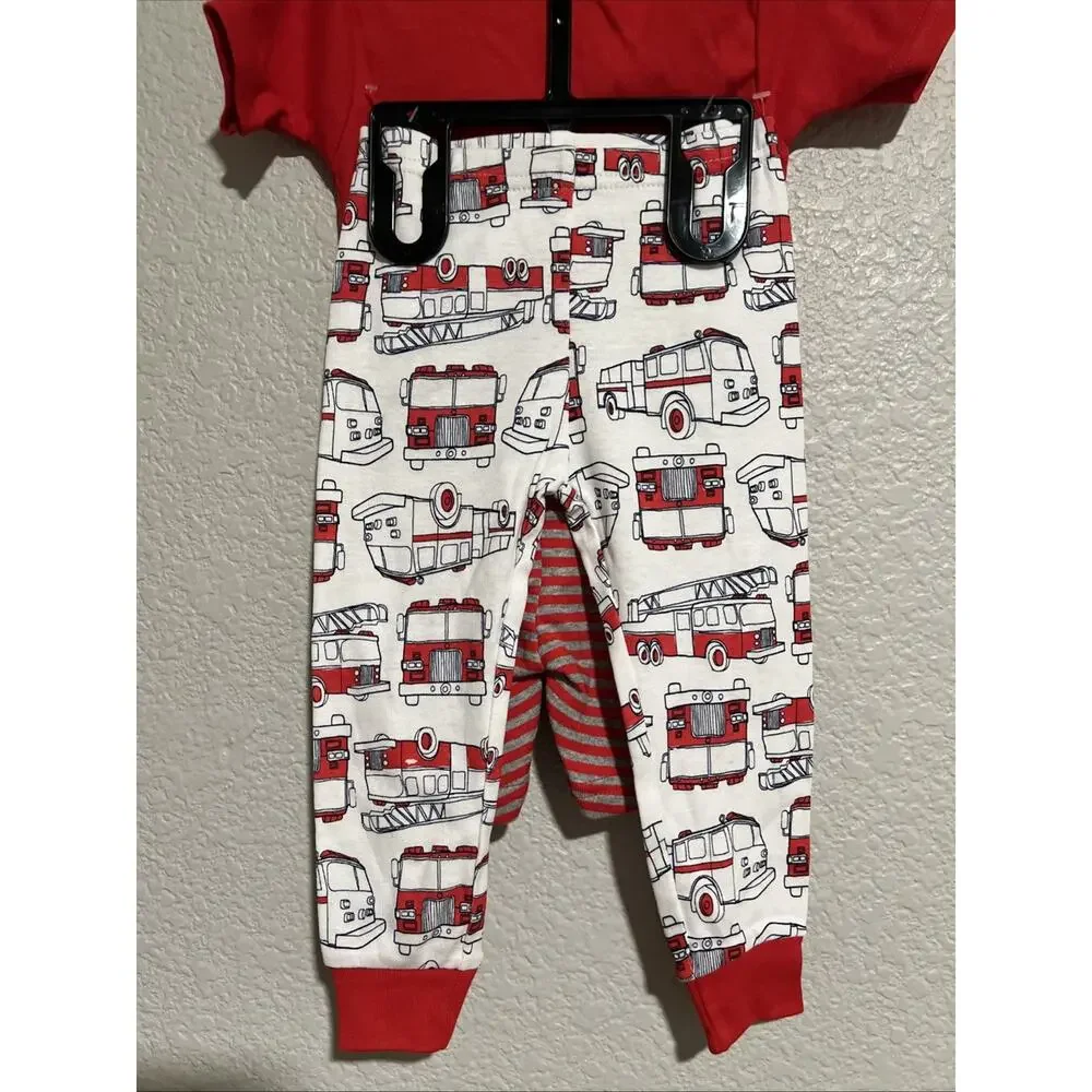 NEW Carter's Boy's 3-Piece Pajama Fire Chief Rescue Pajama Set 12 Months Red